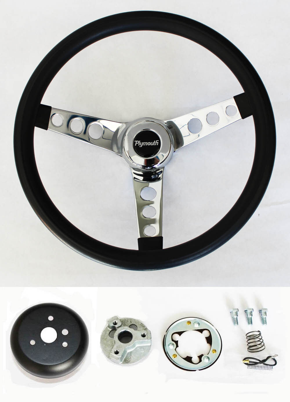 1967 Road Runner Barracuda Fury GTX Grant Black & Chrome Steering Wheel 13 1/2\