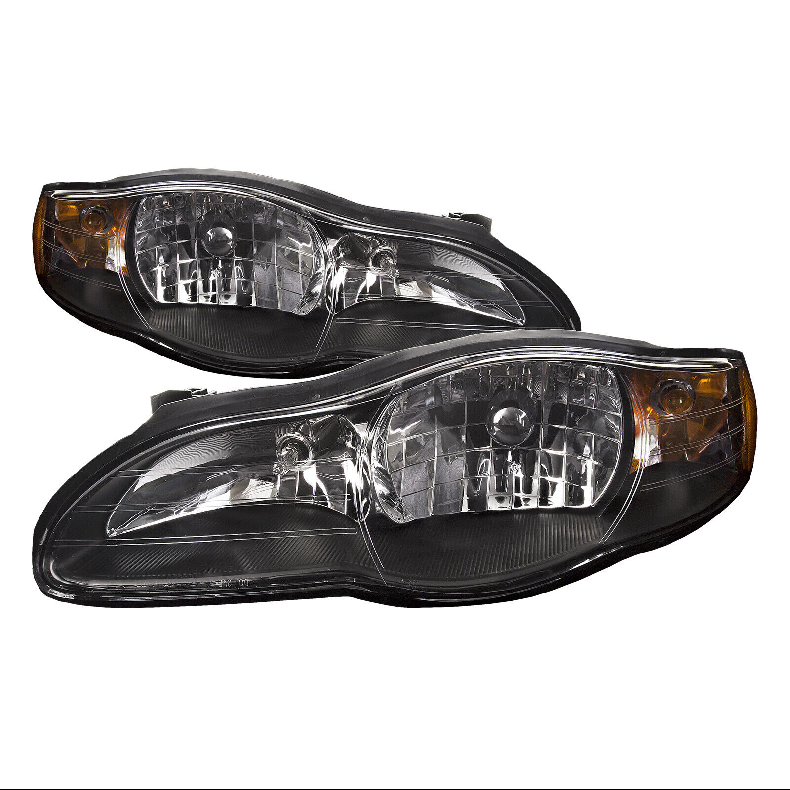 Black Housing Headlights Set Performance Lens Pair Fits 00-05 Chevy Monte Carlo