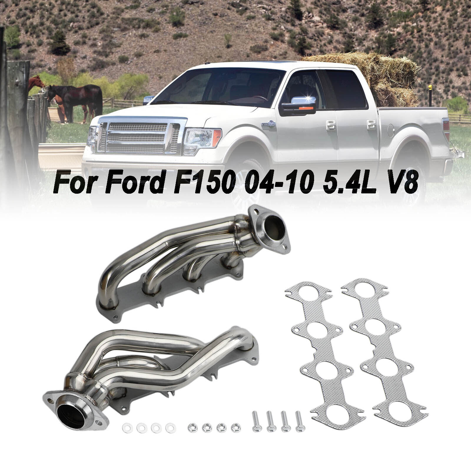 NEW 1× Stainless Shorty Exhaust Header Kit Fits for Ford F150 5.4L V8 2004-2010