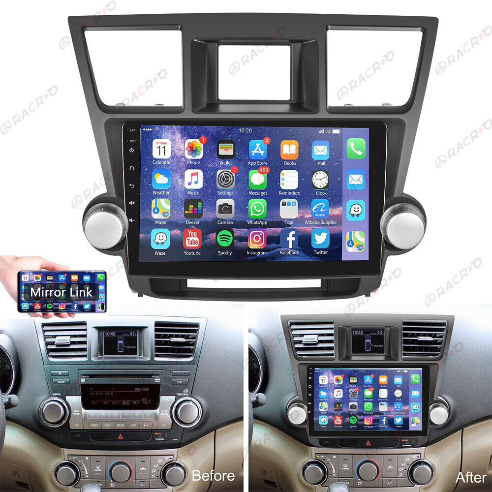 32G For Toyota Highlander 2009-2014 Car Stereo Radio Android 12 GPS Navi RDS BT