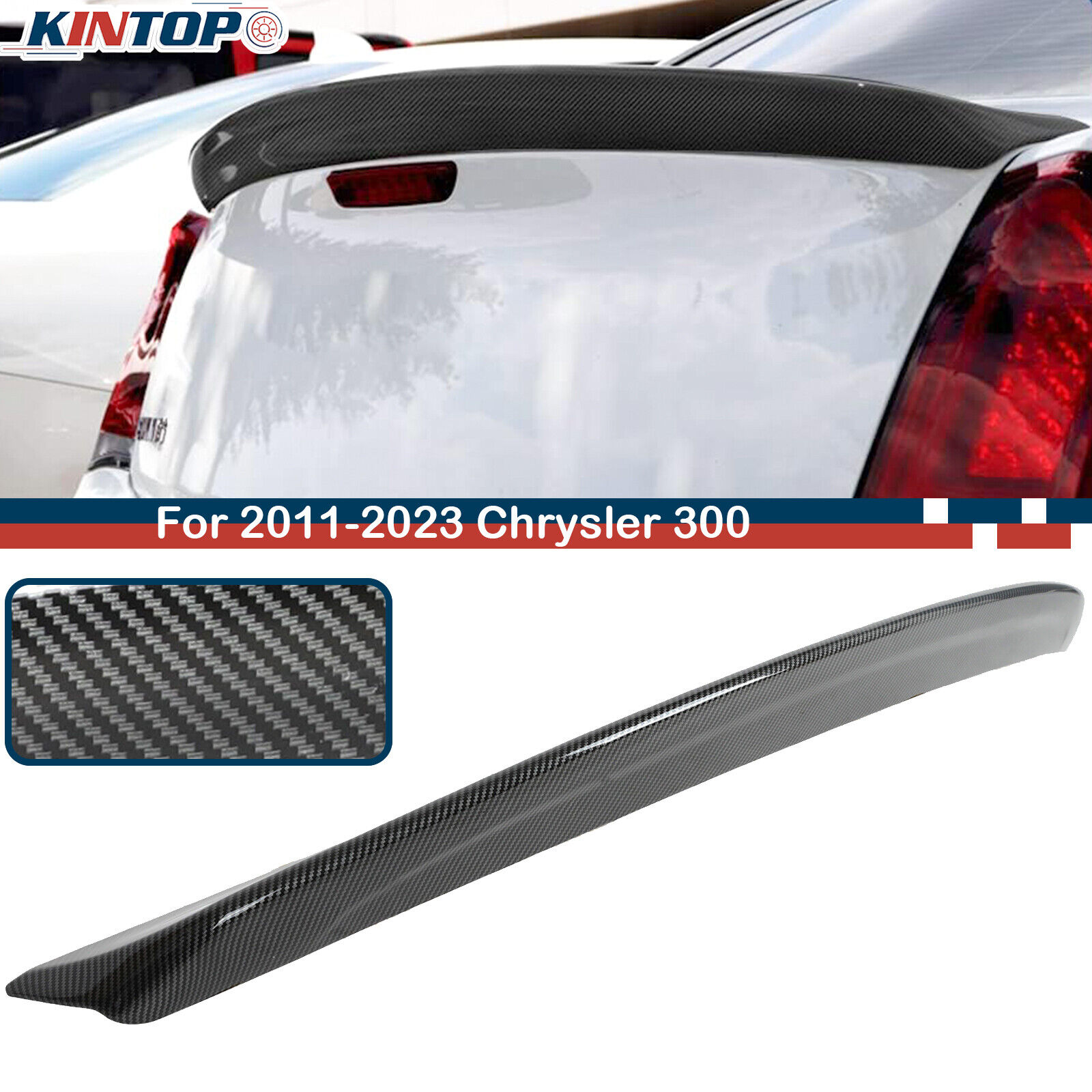 Rear Trunk Spoiler Wing Lip For Chrysler 300 300C 300S 2011-2023 Carbon Fiber