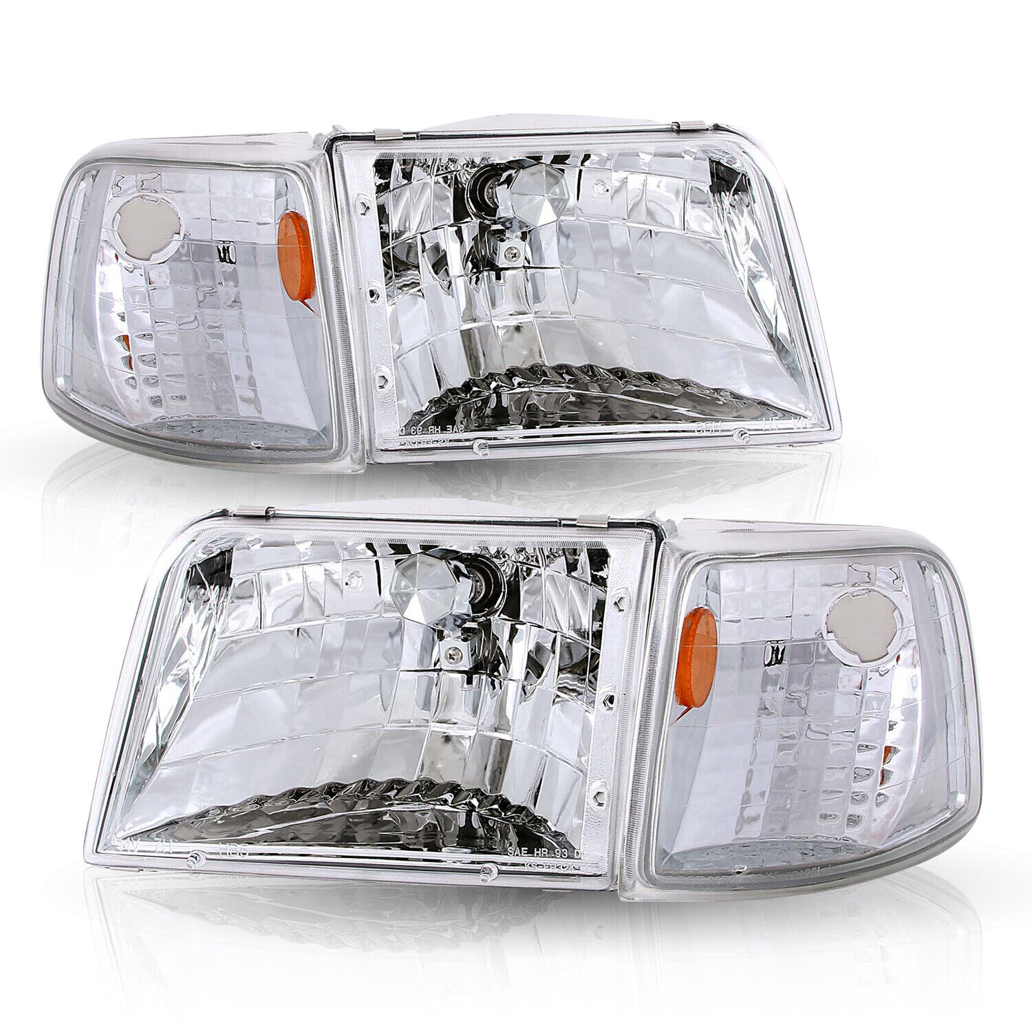 Chrome Headlights +Signal Lamps LEFT+RIGHT For 1993-1997 Ford Ranger PickUp
