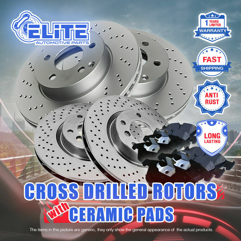 Front+Rear Drilled Rotors & Ceramic Pads for 2006-2009 Cadillac STS V