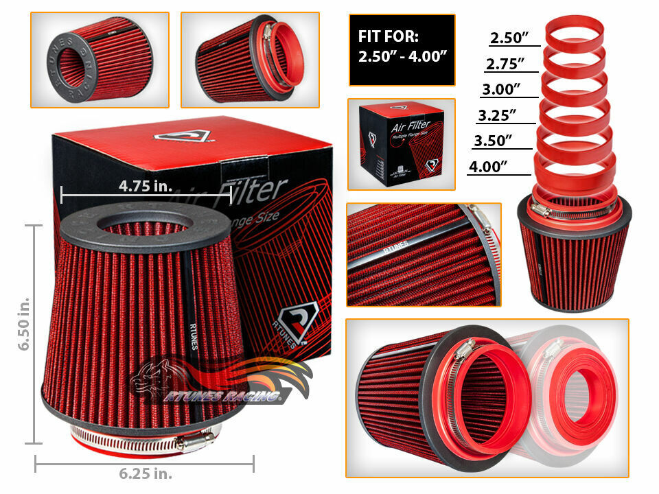 Cold Air Intake Dry Filter Universal Round RED For Centurion/Commercial/Electra