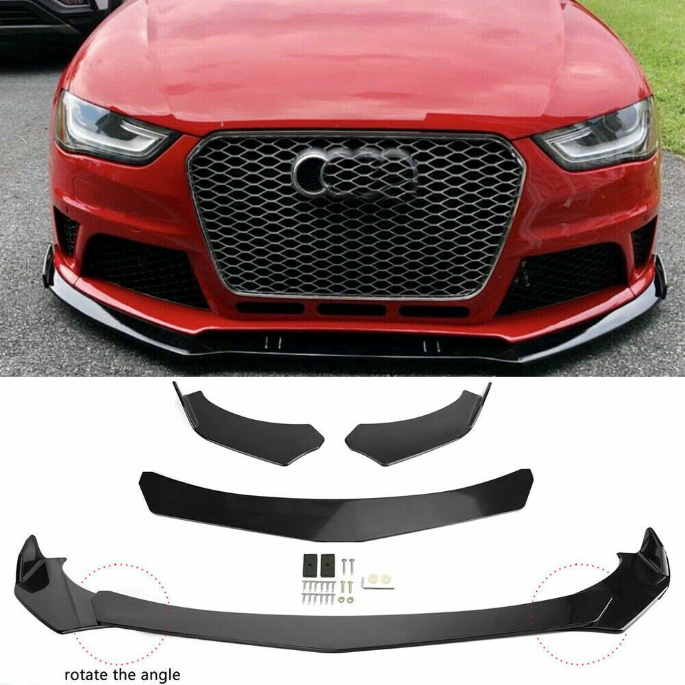 4x Front Bumper Lip Spoiler Lower Splitters Glossy Black For AUDI A3 A4 A5 A6 A7