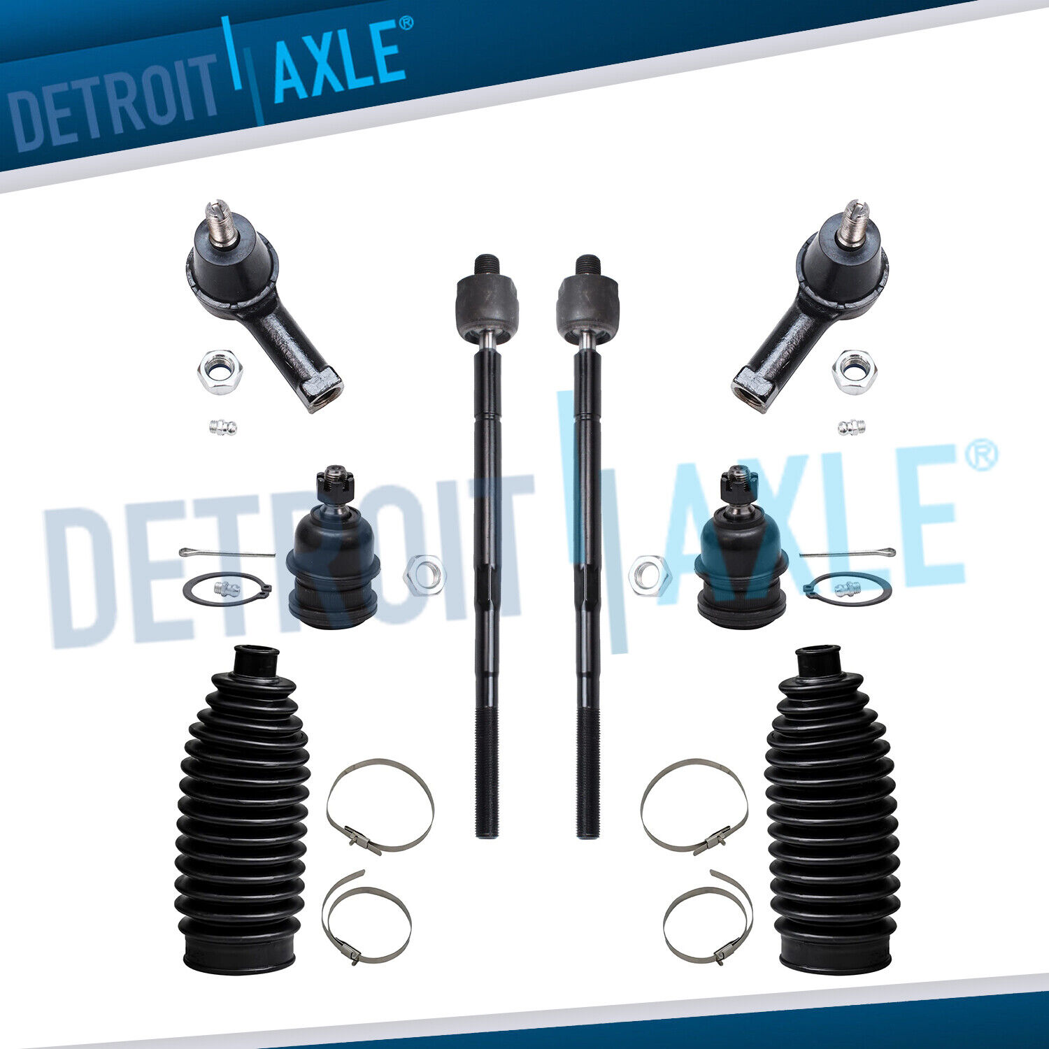 All (4) Inner & Outer Tie Rods w/Boots + Lower Ball Joints for Hyundai Elantra
