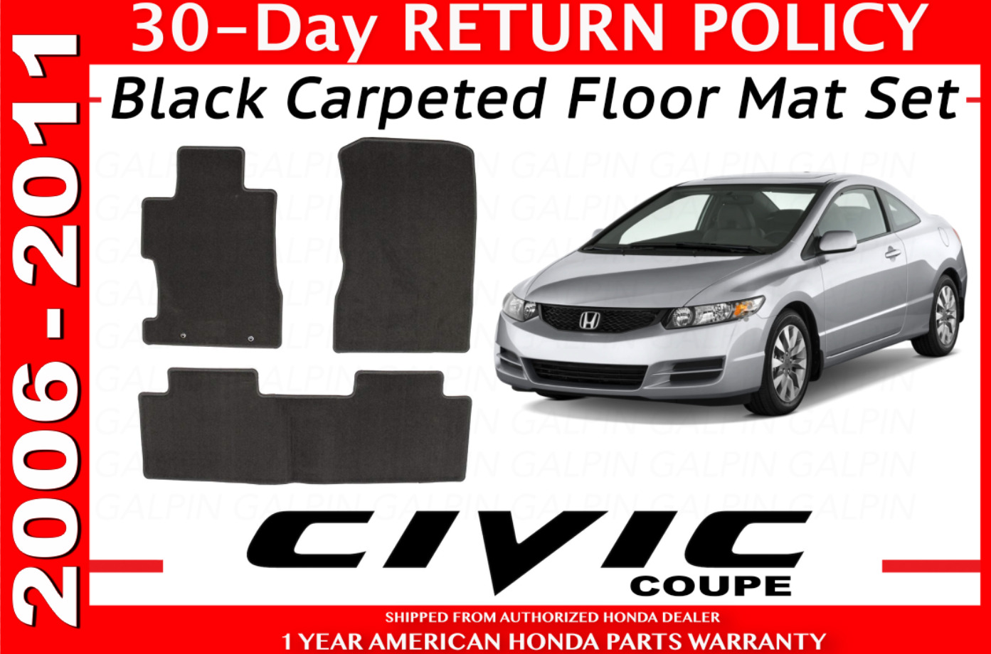 OEM Honda Civic 2Dr Coupe Black Carpeted Floor Mats 2006-2011   83600-SVA-A01ZA 