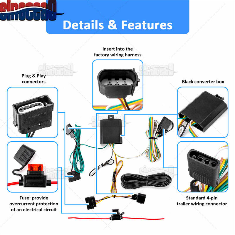 Trailer Wiring Harness Kit For 08-12 Ford Escape, 08-11 Mazda Tribute Mariner