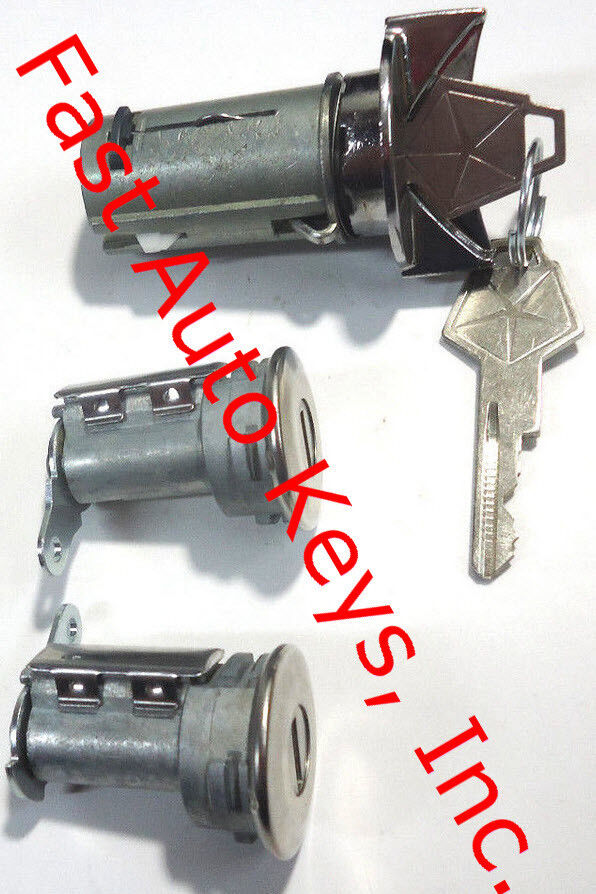 Dodge Ignition Switch Lock Cylinder + Pair Door Lock Cylinder W/2 Logo Keys
