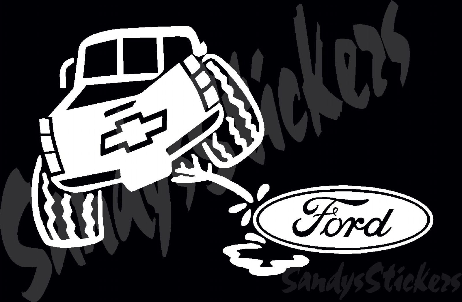 Chevy Peeing On Ford Vinyl Decal Sticker Silverado Colorado Sierra Canyon Truck