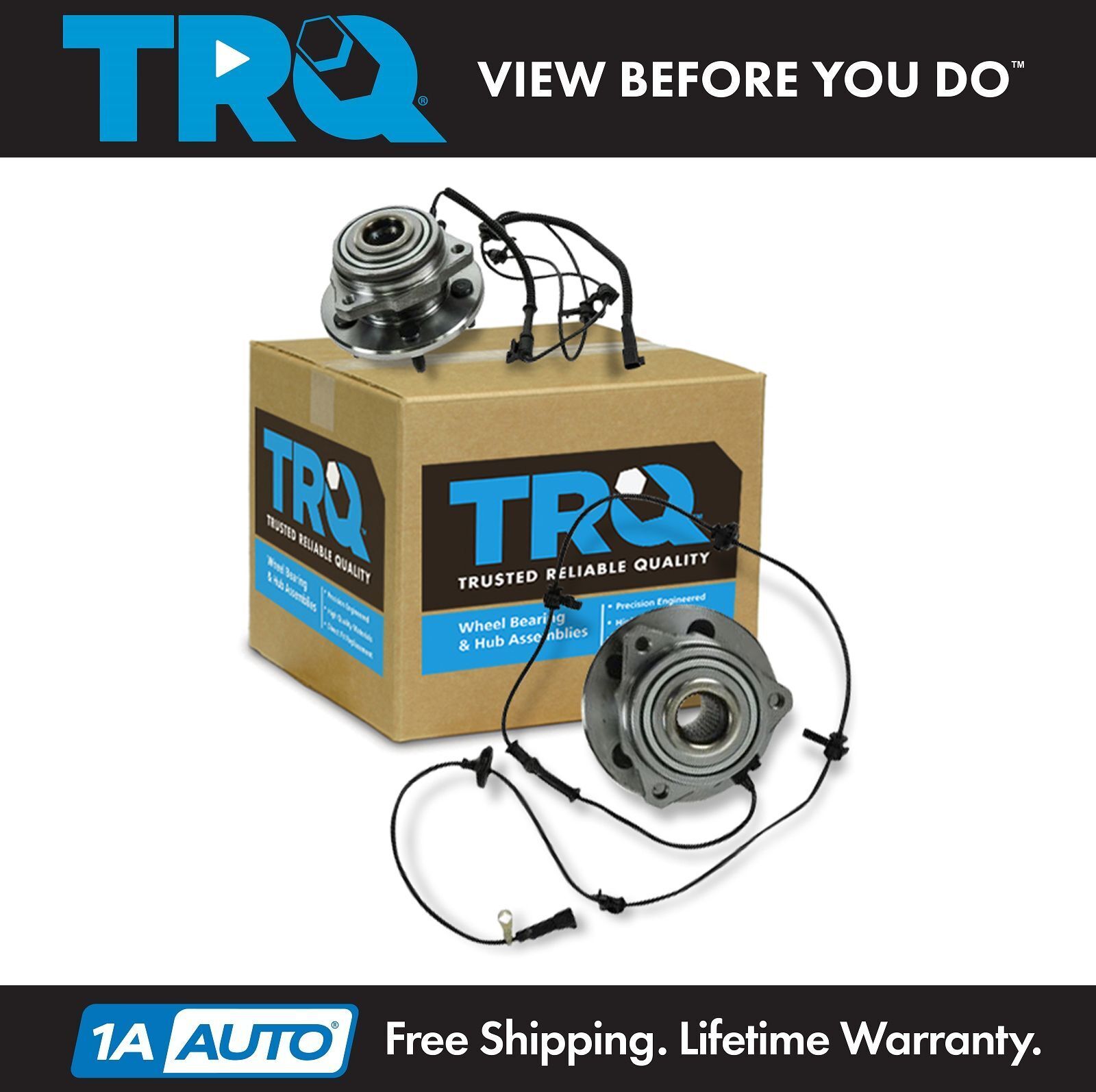 TRQ Front Wheel Hubs & Bearings Pair Set of 2 NEW for 02-07 Jeep Liberty w/ ABS