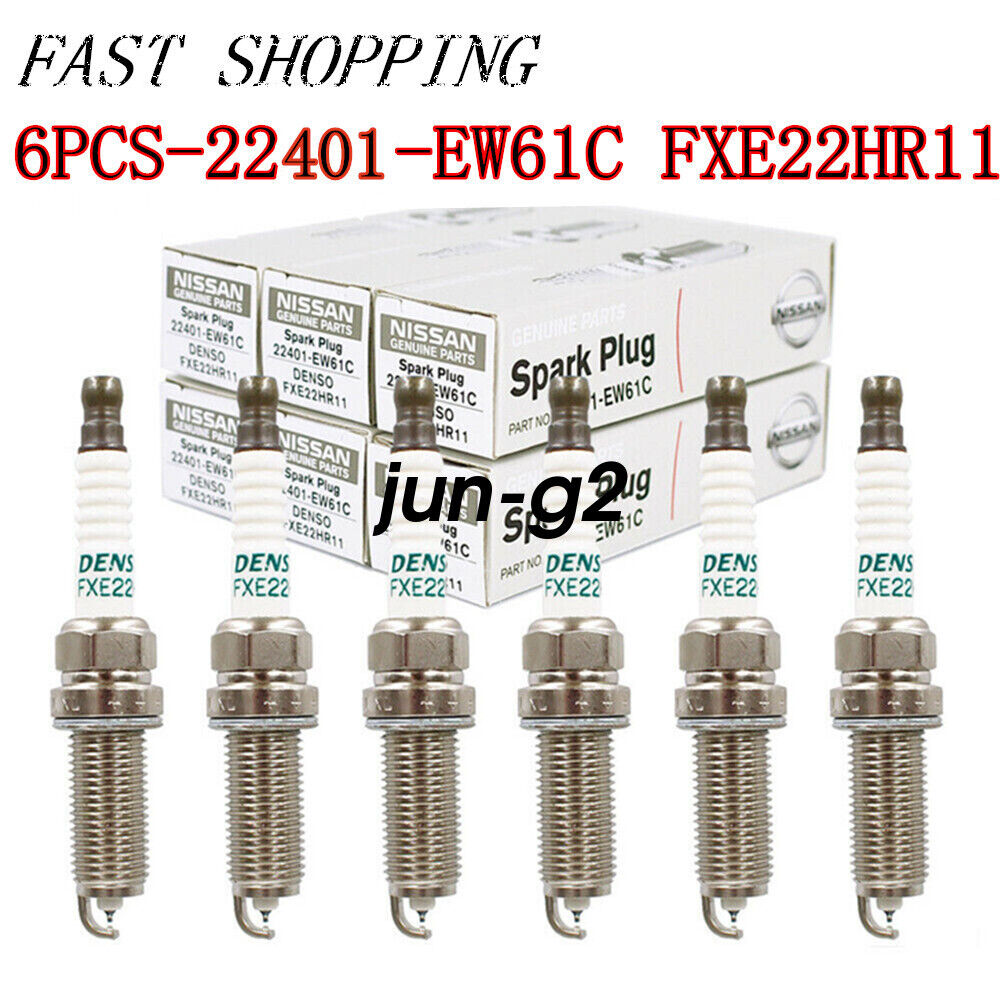 Set of 6 22401-EW61C FXE22HR11 Denso Spark Plugs For Nissan Infiniti  OEM New