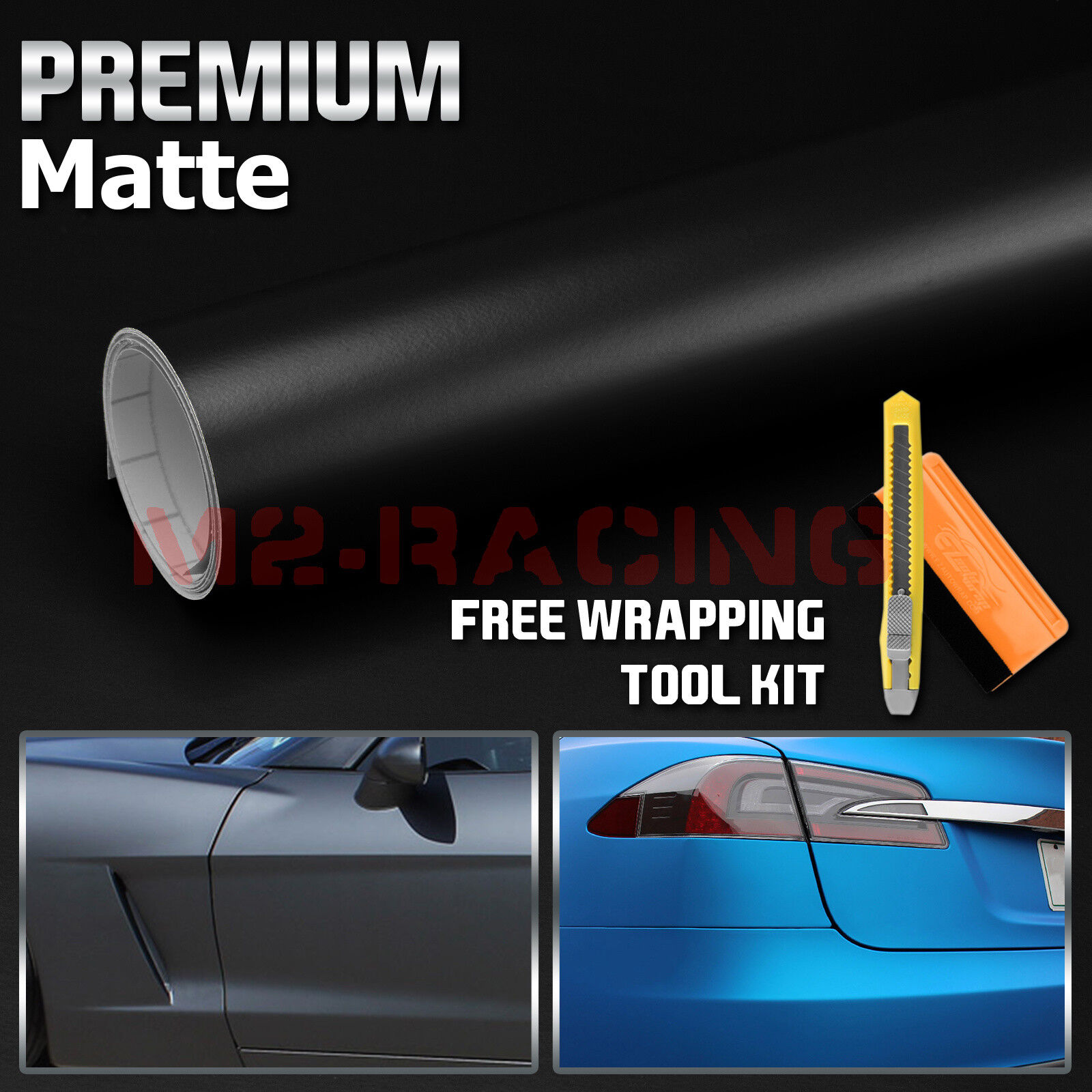 1FTx5FT Premium Flat Matte Black Vinyl Wrap Sticker Decal Sheet Bubble Free