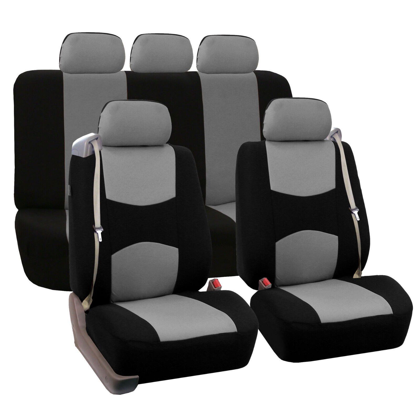 Car Seat Covers for integrated seat belts / built-in seat belt Gray Black