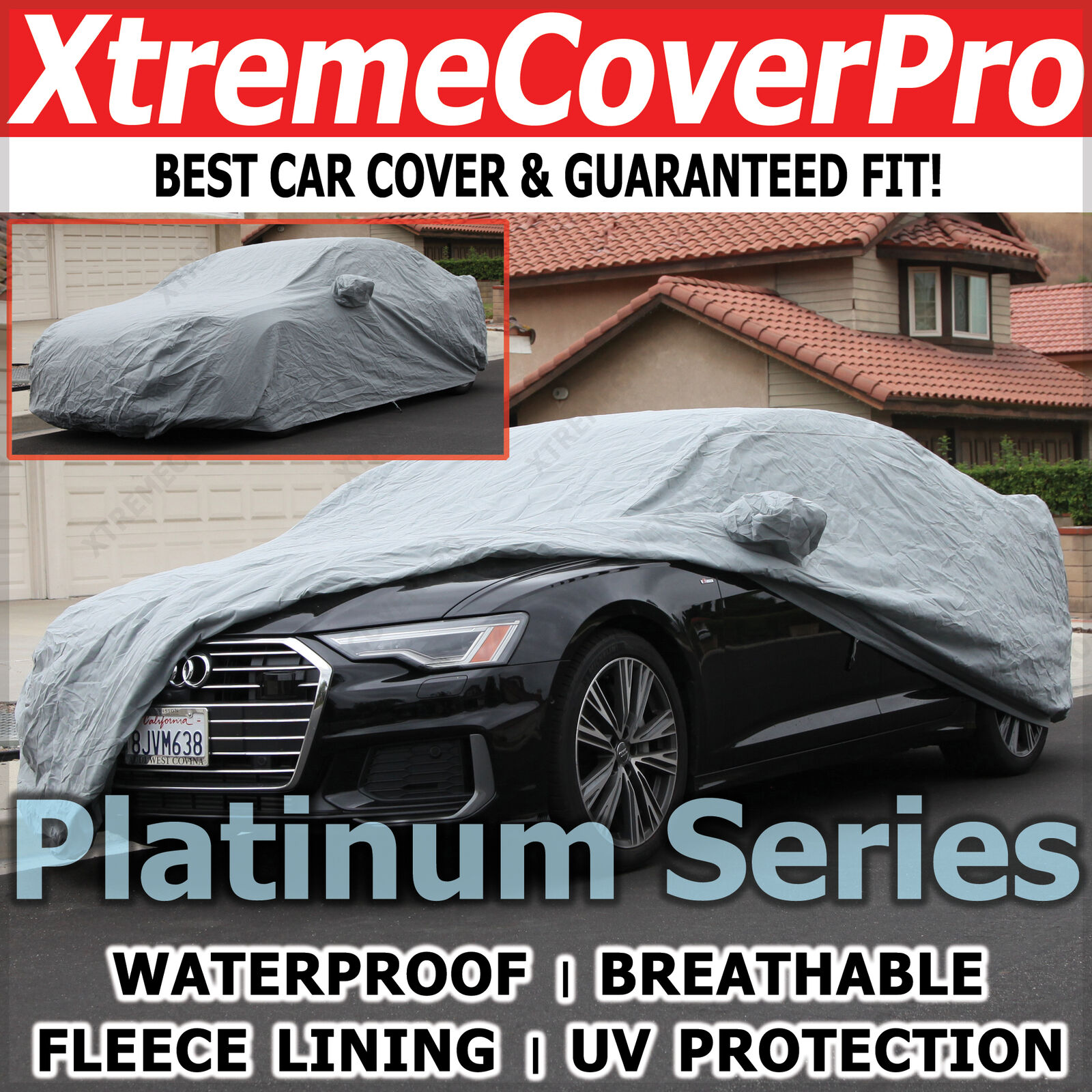2015 2016 2017 2018 2019 AUDI A7 S7 RS7 WATERPROOF CAR COVER W/MIRRORPOCKET GREY