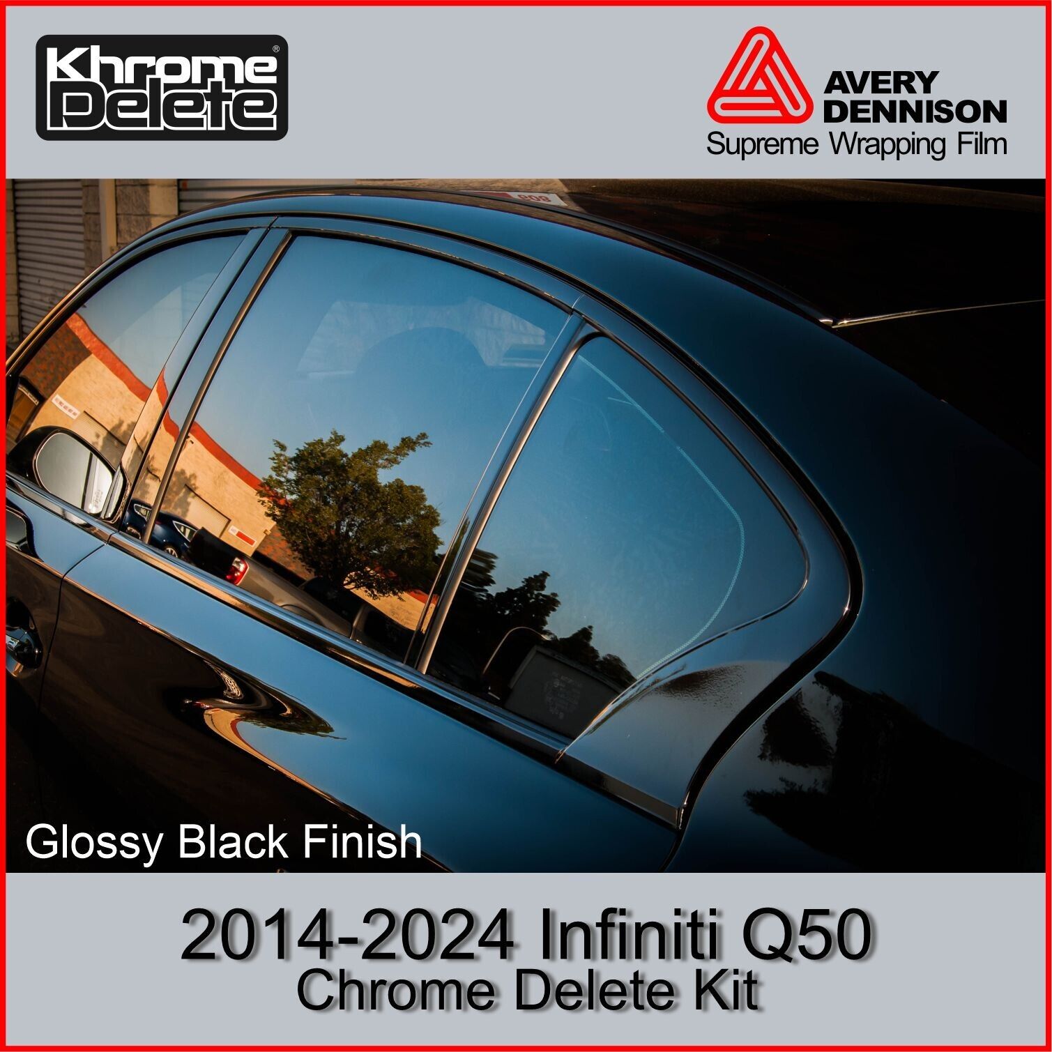 Glossy Black Chrome Delete fitting 2014-2024 Infiniti Q50 Sedan