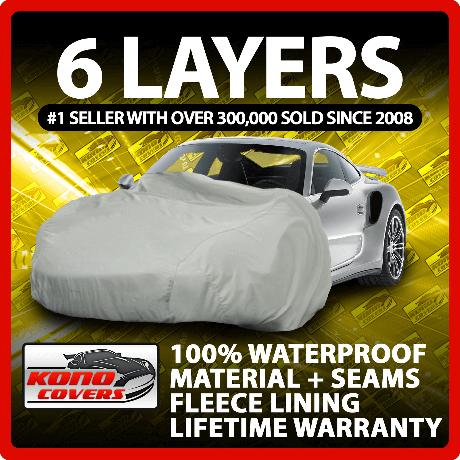 6 Layer Car Cover Indoor Outdoor Waterproof Breathable Layers Fleece Lining 6587