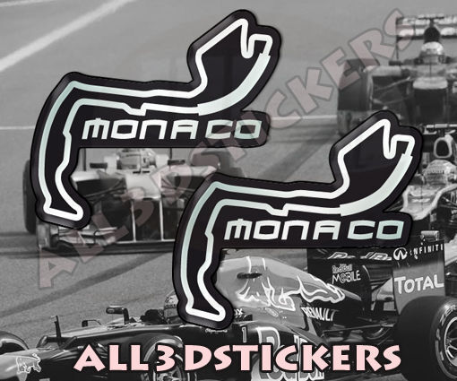 2x3D Stickers Resin Domed Monaco Circuit  6x5 cm (2.36x1.96 \