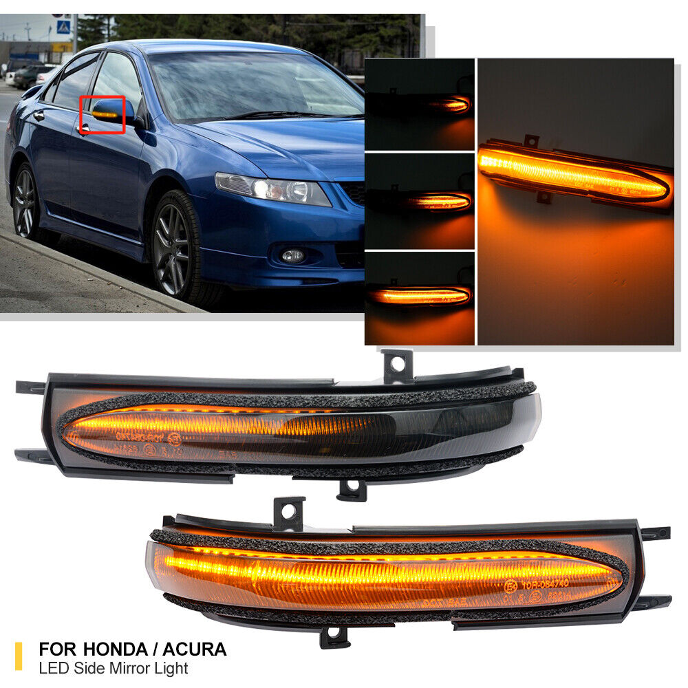 Dynamic Black LED Side Mirror Turn Signal Lamp For Honda Accord Hybrid Acura TSX