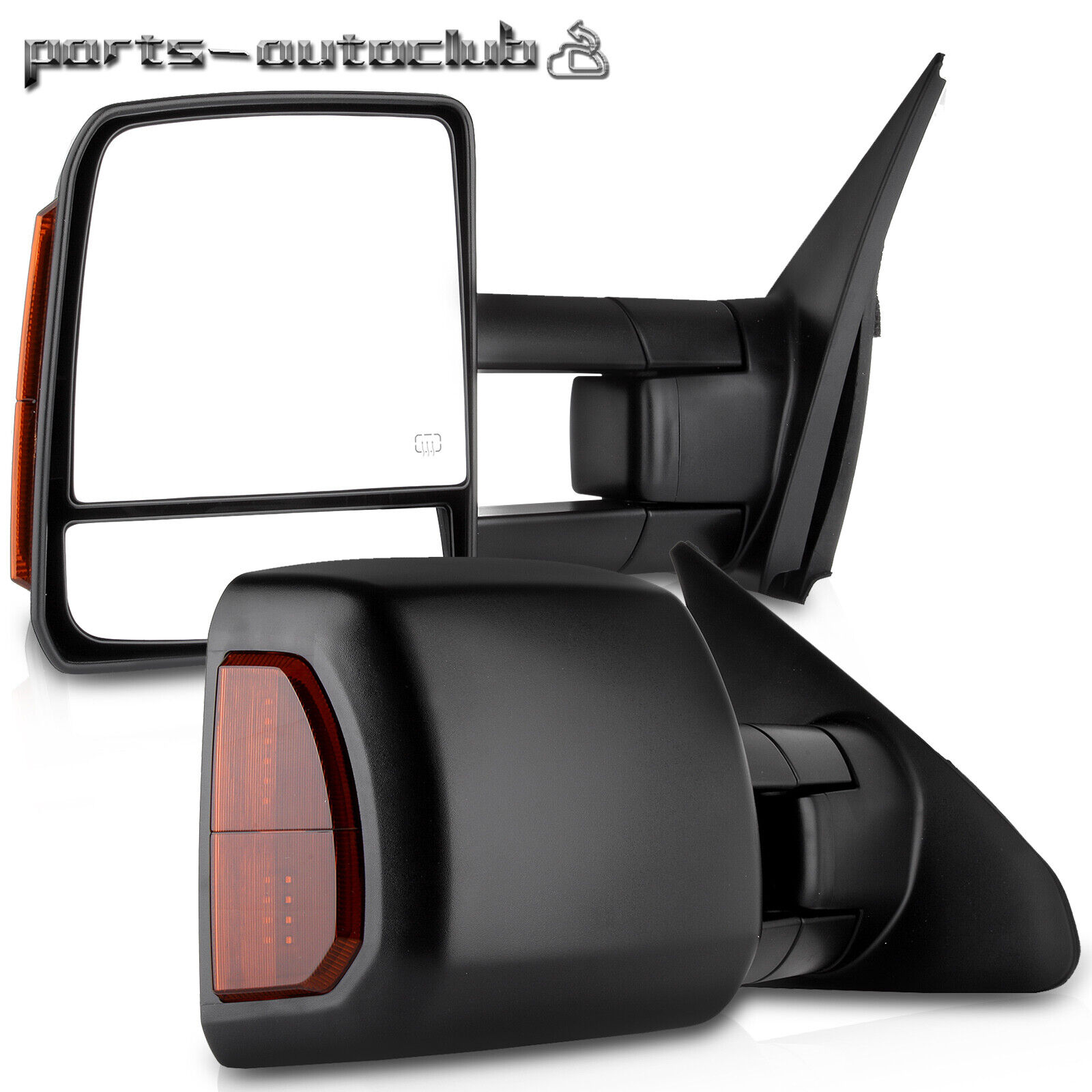 Power Heated For 2007-2017 Toyota Tundra Sequoia Signal Black Side Mirrors Pair