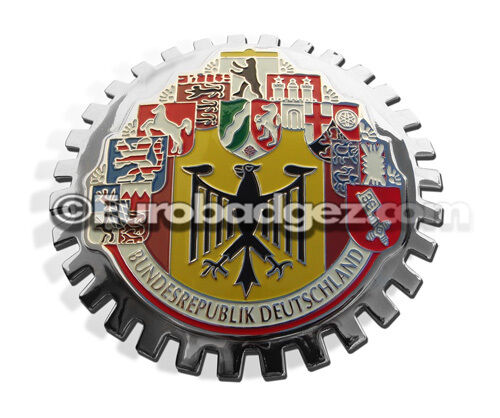 1- NEW Chrome Car Grille Grill Badge Emblem German GERMANY DEUTSCHLAND MEDALLION