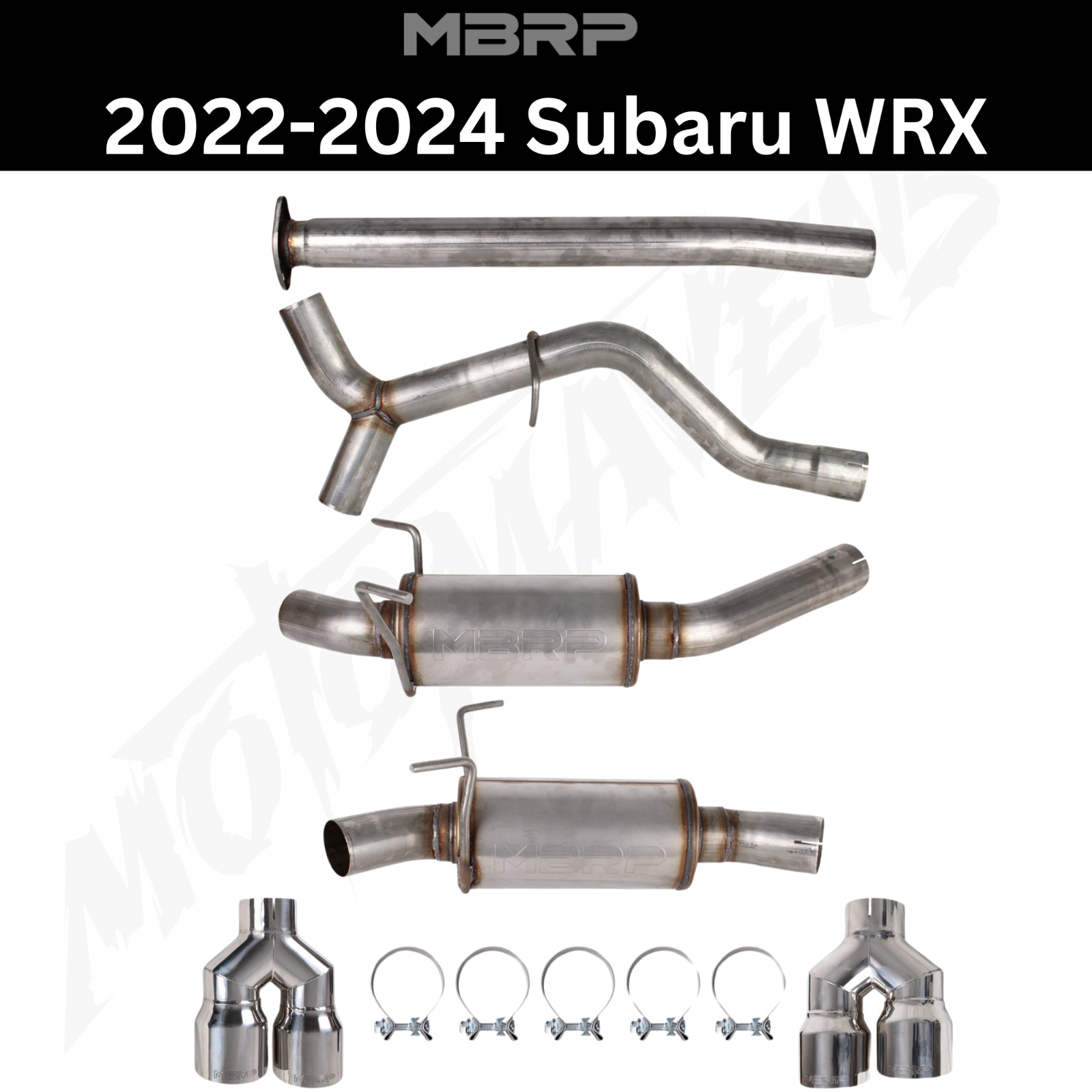 MBRP Cat Back for 22-24 Subaru WRX 3in Dual Split Rear Quad Tips Street S4807304