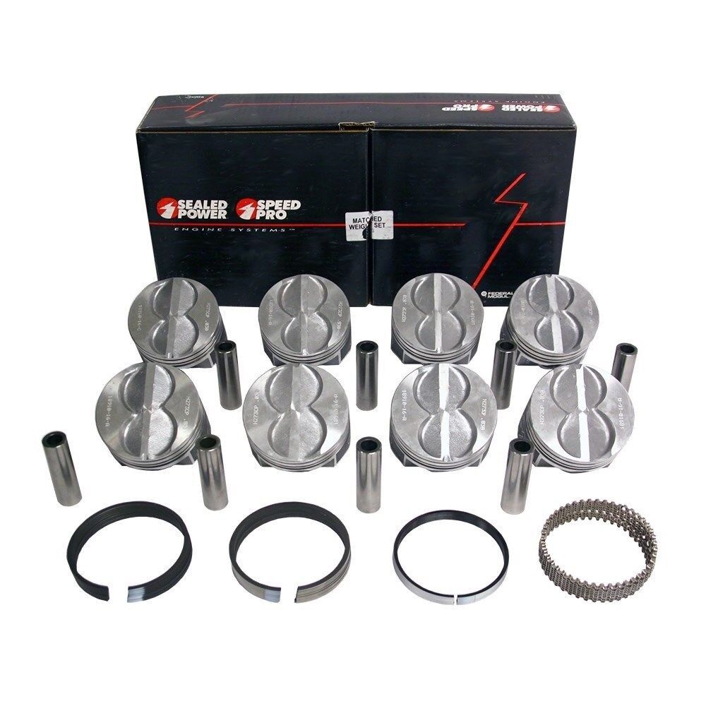 SPEED PRO Ford 289 302 Flat Top Hypereutectic Coated Pistons + MOLY rings +.030