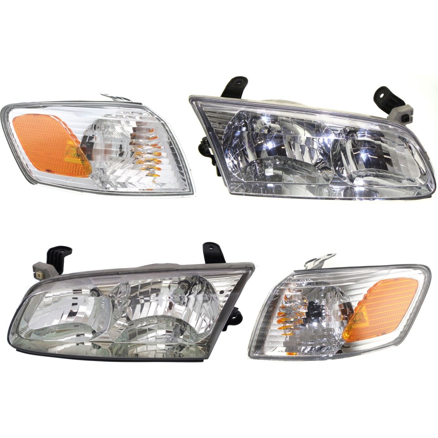 Headlights Head Lamp Kit For 2000-2001 Toyota Camry with Corner Lights Set of 4