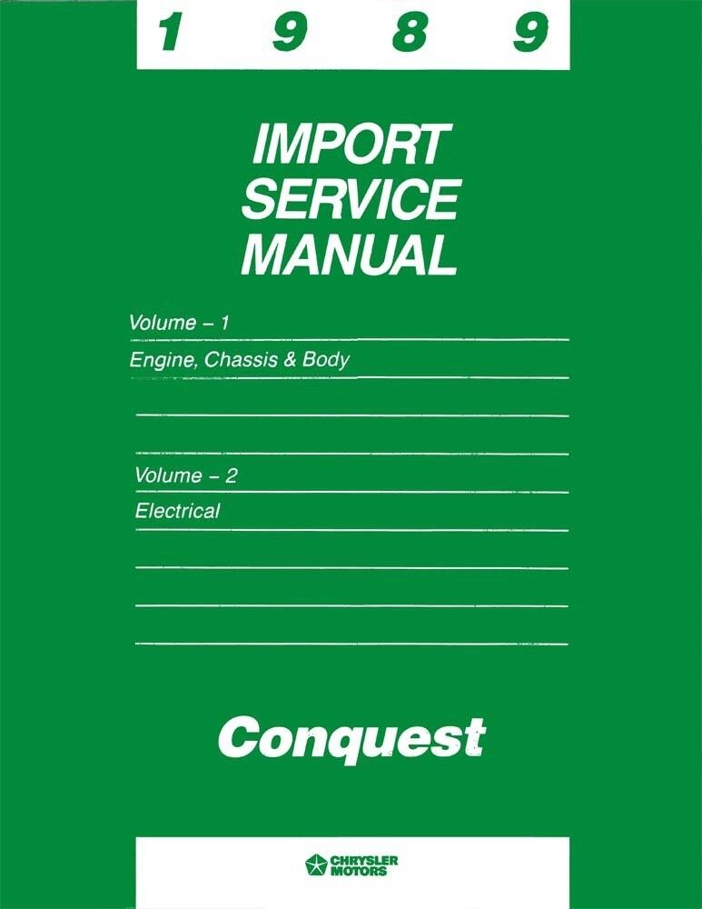 1989 Chrysler Conquest Shop Service Repair Manual Book Engine Drivetrain