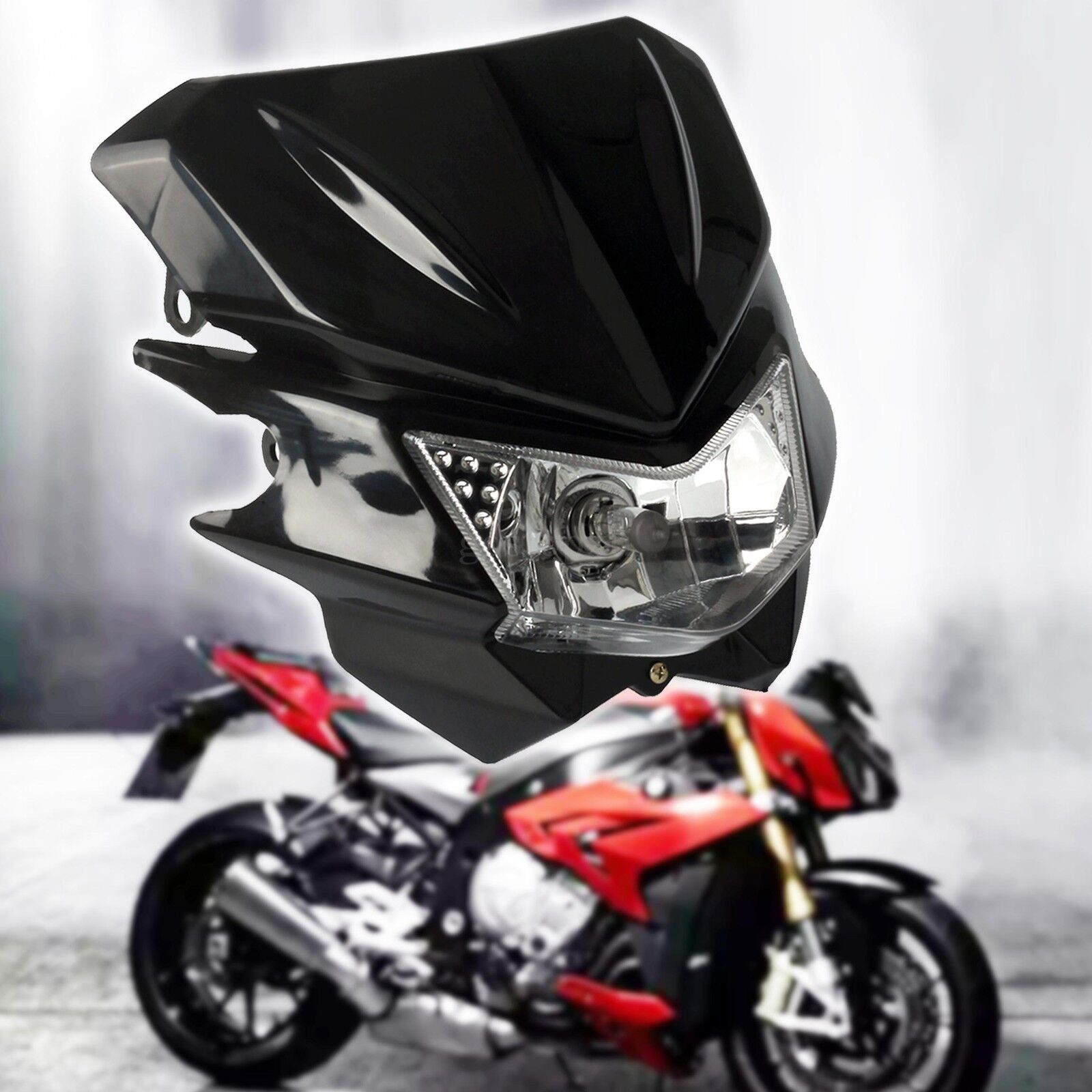 Universal Motorcycle Bike Streetfighter Street Fighter Hi/Lo Headlight Head Lamp