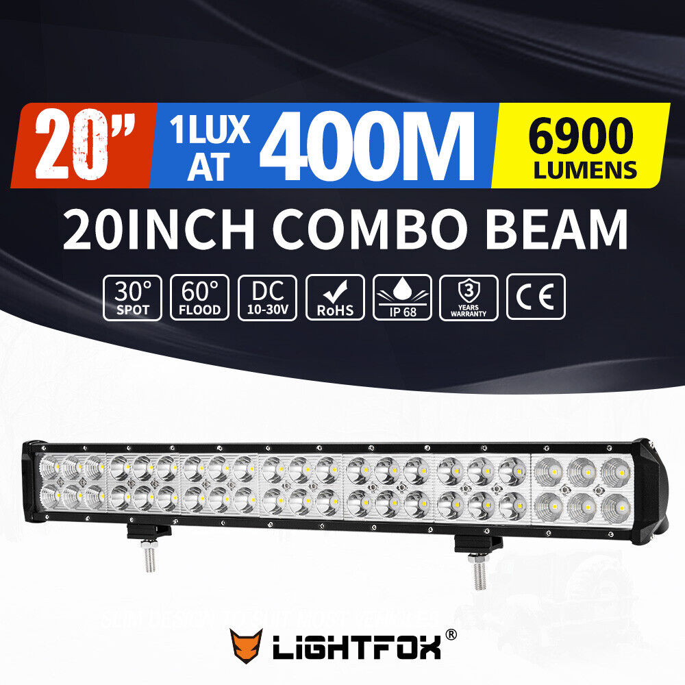 Lightfox 20inch Osram LED Light Bar Slim Dual Row Flood Spot Combo 4X4 Offroad