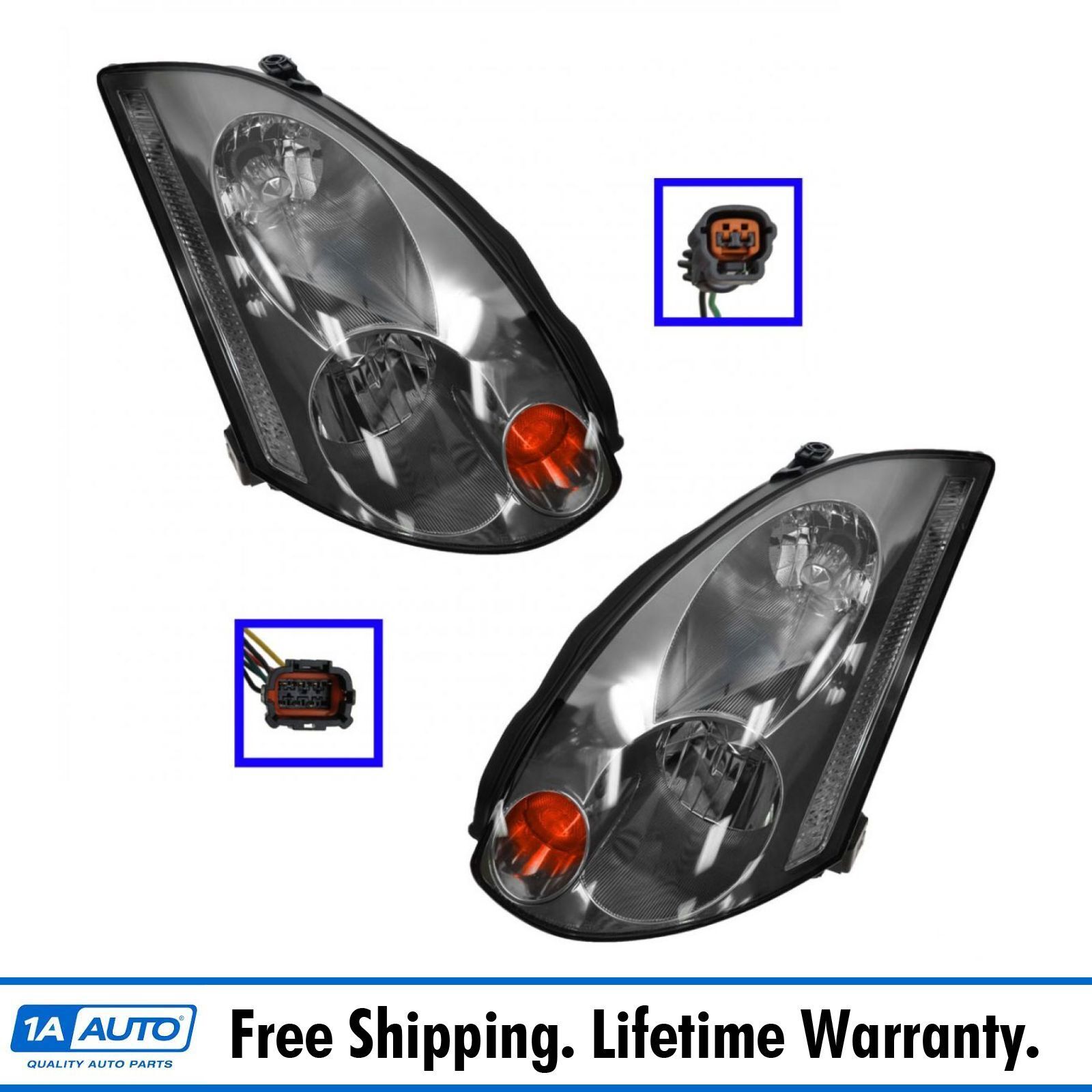 Xenon HID Headlights Headlamps Left/Right Pair Set for 03-05 Infiniti G35 Coupe