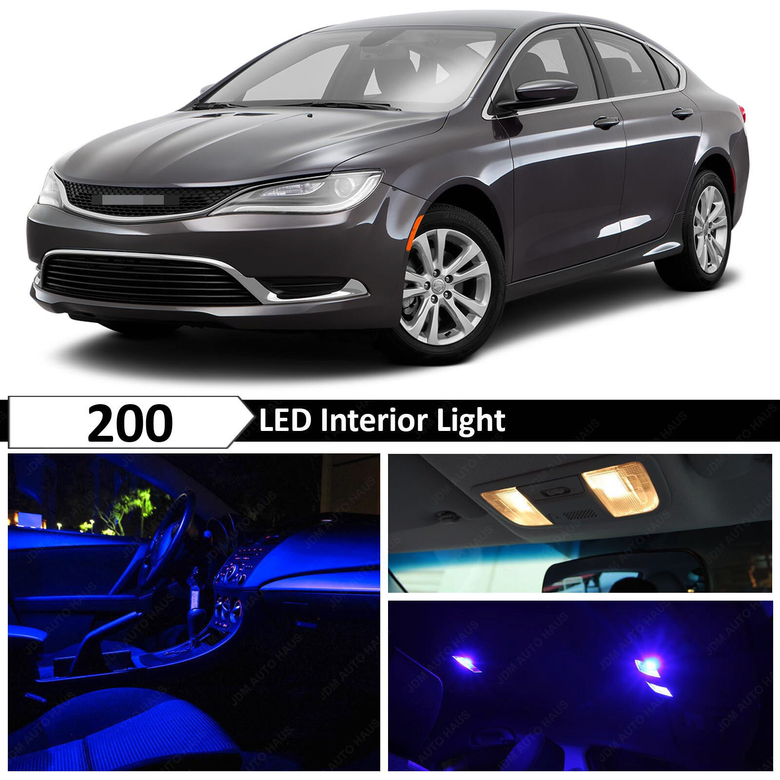 2015-2016 Chrysler 200 Blue Interior +License Plate LED Lights Package Kit