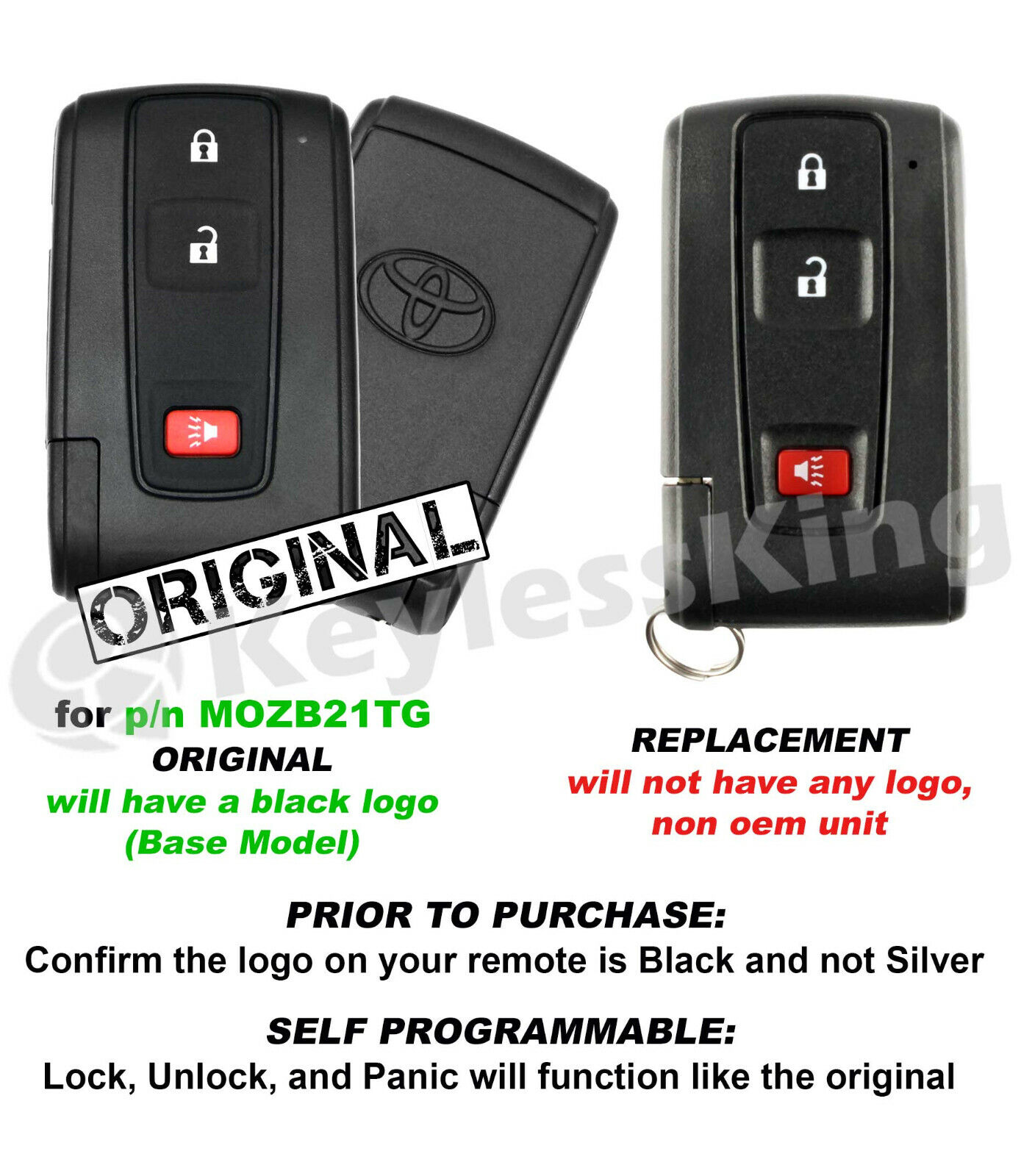 Replacement Remote Key Fob for 2004 2005 2006 2007 2008 2009 Toyota Prius