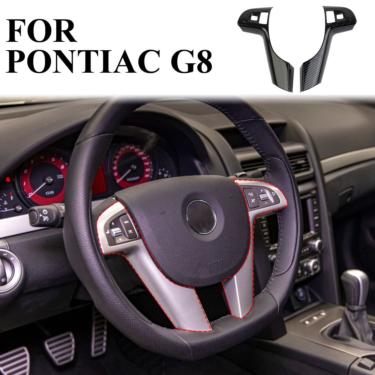 Carbon fiber inner central control steering wheel trim cover Fit For Pontiac G8
