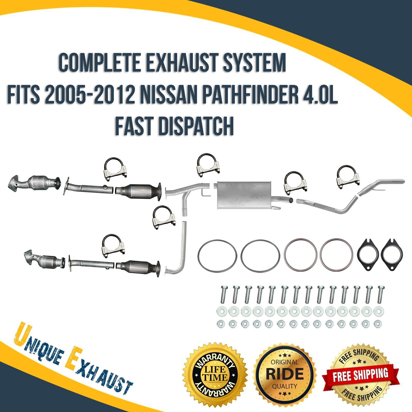 Complete Exhaust System Fits 2005-2012 Nissan Pathfinder 4.0L Fast Dispatch