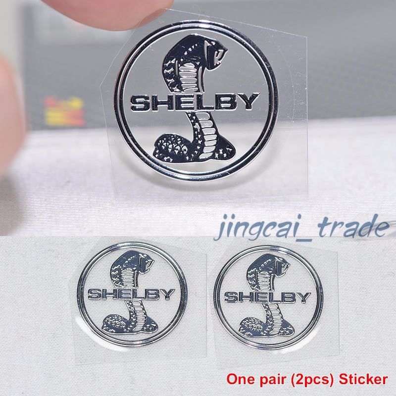 Pair (2 pcs) Polished Chrome COBRA SNAKE SHELBY Logo Car Emblem Sticker Decal