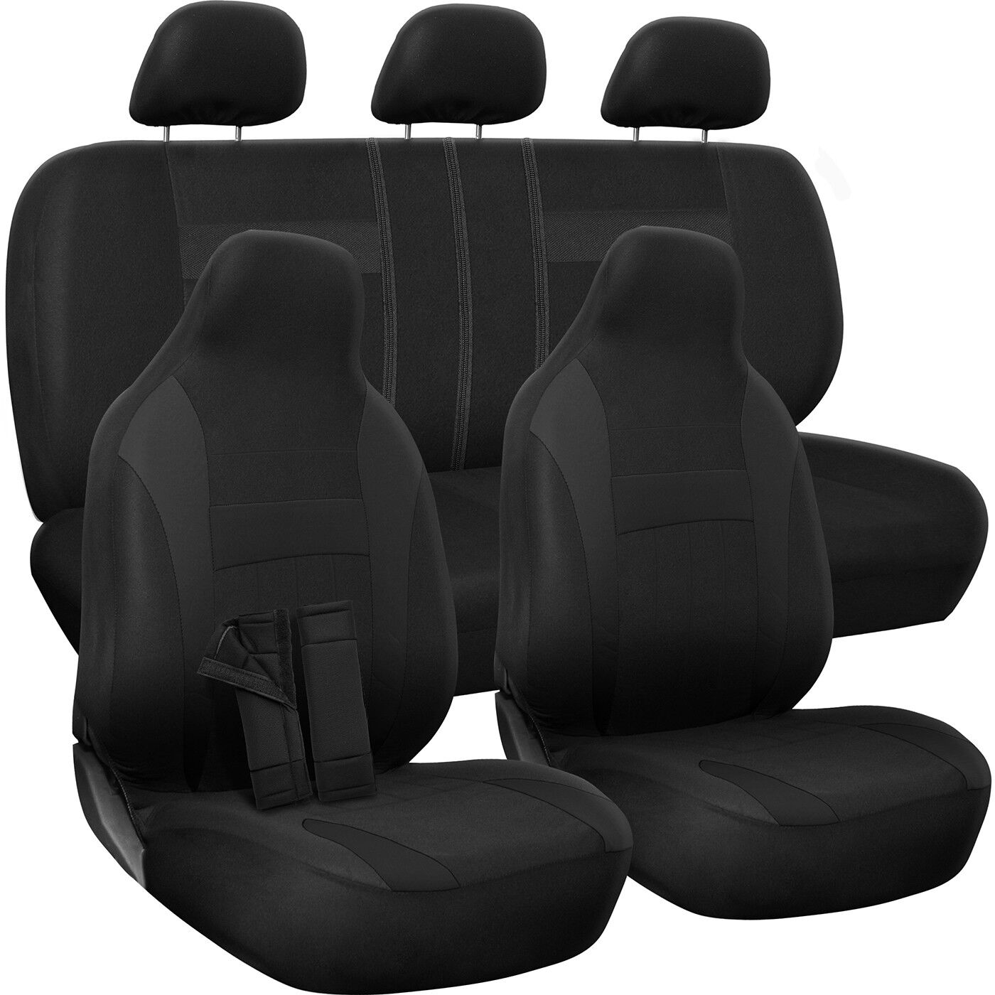 Seat Cover Complete Set for Car Truck SUV Van - Flat Poly Cloth Fabric- 10 Piece
