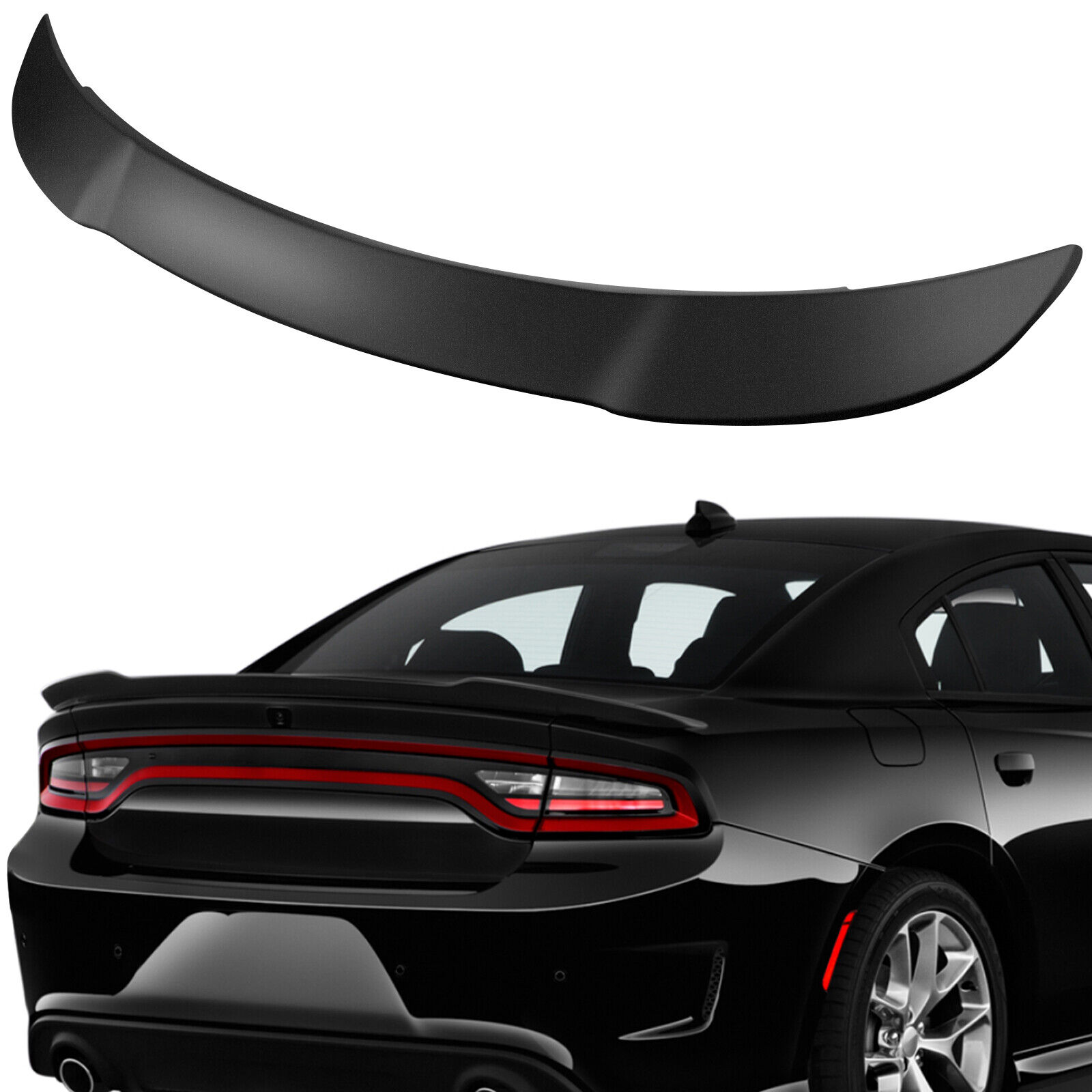 For 11-20 Dodge Charger Matt-Black Hellcat Style SRT Rear Spoiler Wing