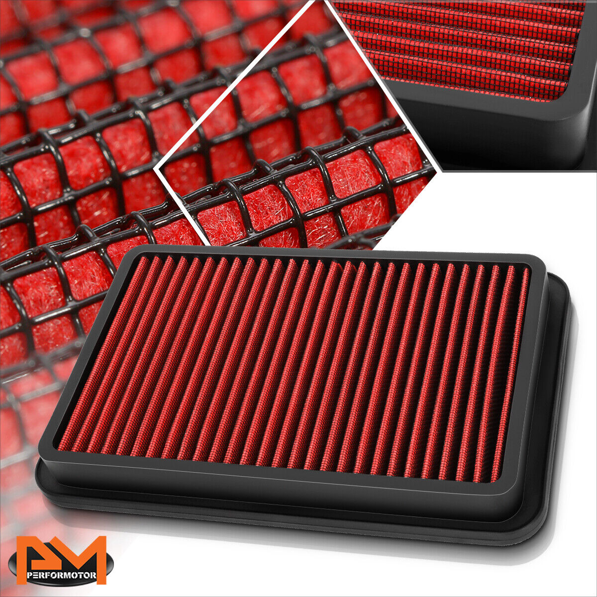 For 92-02 Corolla/Millenia/Prizm Reusable Multilayer High Flow Air Filter Red