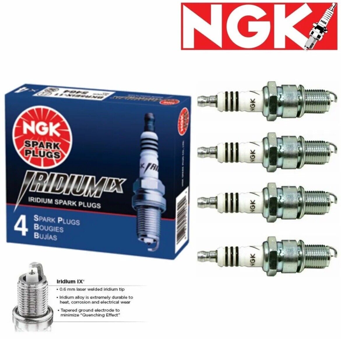 4 Pack NGK Iridium IX Spark Plugs 7243 TR5-1IX 7243 TR51IX Tune Up