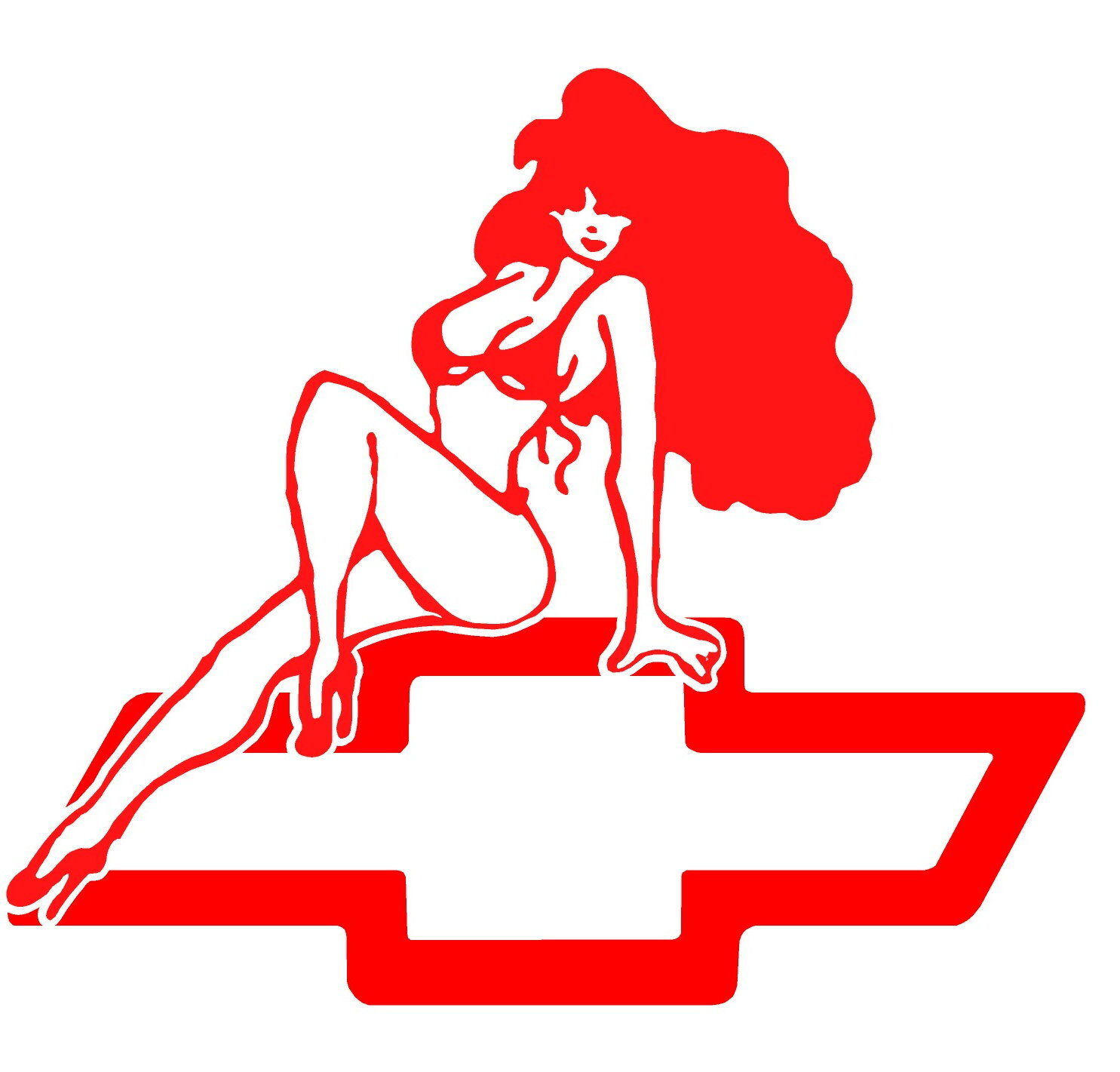 Hot SEXY Girl Sitting on Chevy Bow Tie Racing Silverado Truck Corvette ZR-1 Car