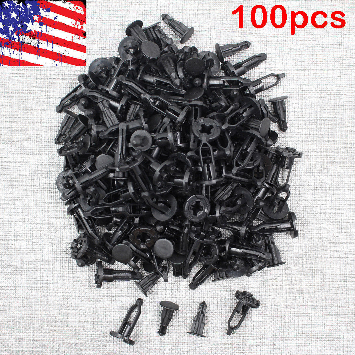 100 Pcs Black Push-Type Fastener Rivet Retainer Clips Ref 52161-02020 For Toyota