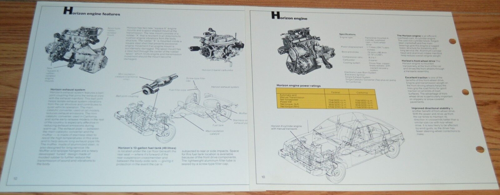 ★1978 PLYMOUTH HORIZON ENGINE FEATURES ORIGINAL DEALER ONLY INFORMATION SHEET 78