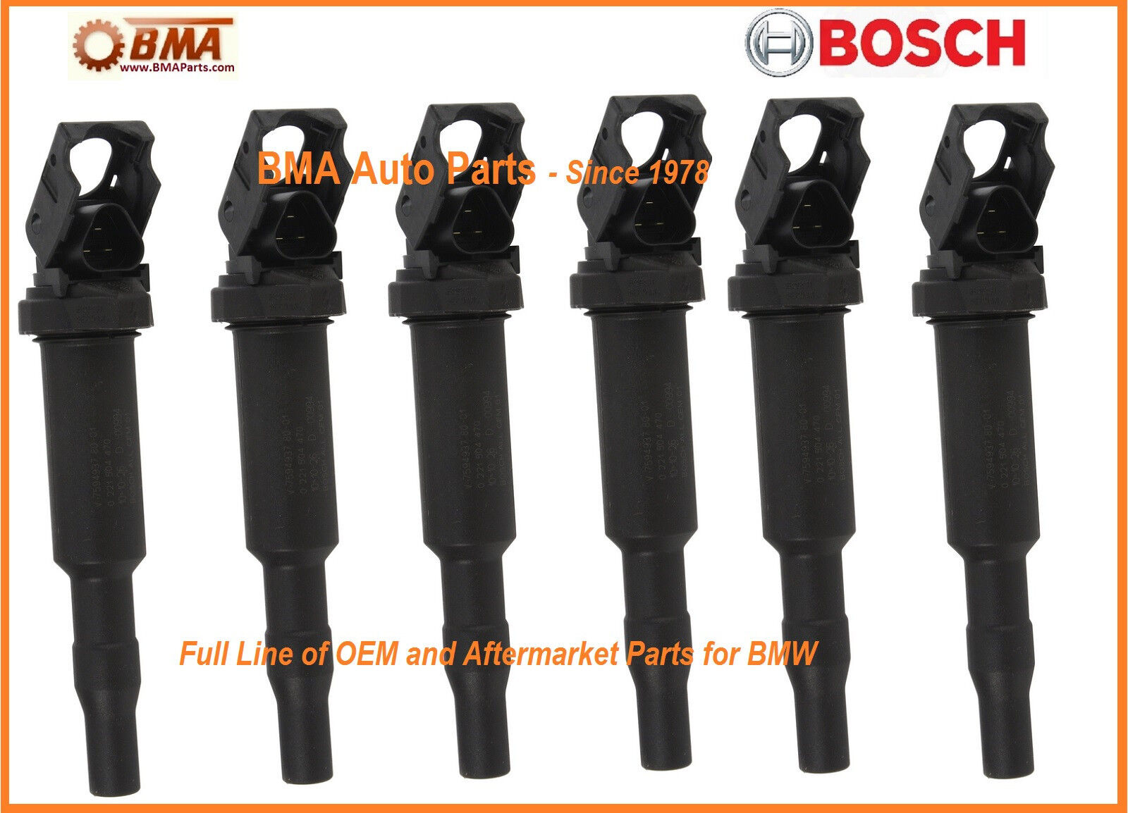 New OEM Bosch BMW E46 E60 E85 E90 Ignition Coil Set x6 - 12137594937 /0221504470