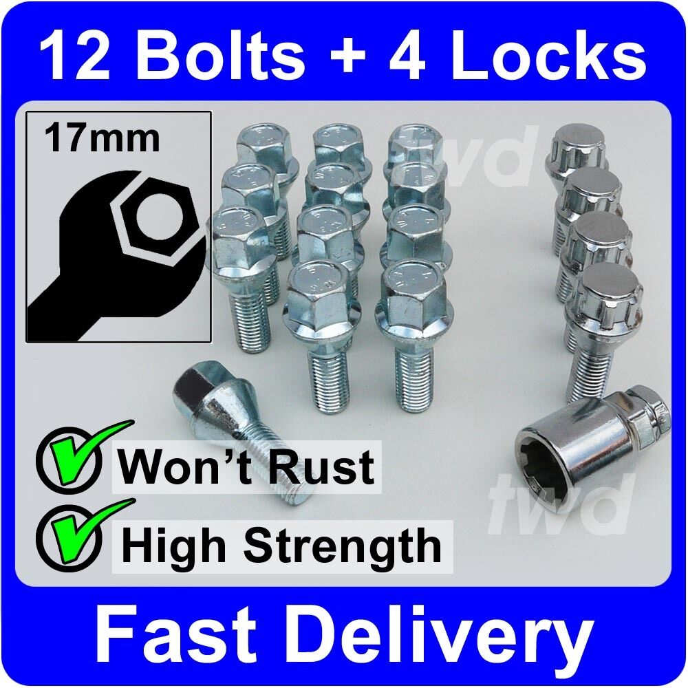 16 x ALLOY WHEEL BOLTS & LOCKS FOR FORD ESCORT MK3/MK4/RS TURBO S1/S2 NUTS [H3b]