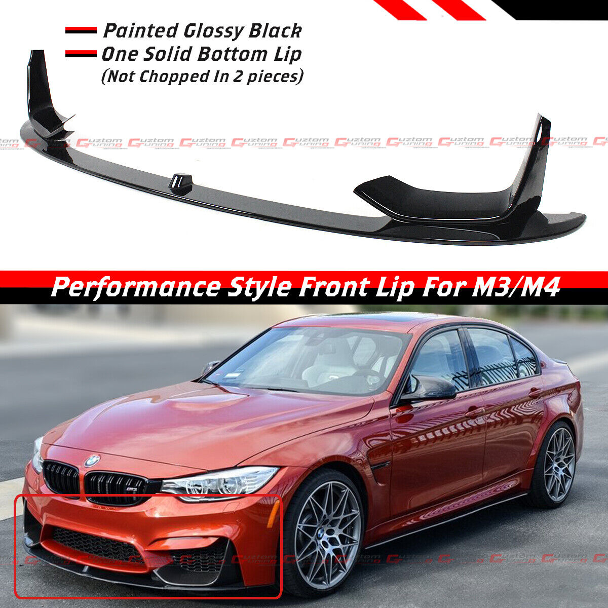 For 15-2020 BMW F80 M3 F83 F82 M4 Gloss Black Performance Front Lip Splitter Kit