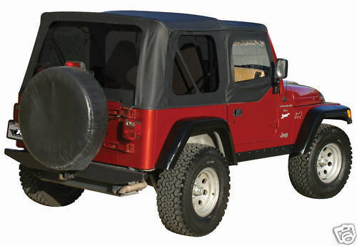 BLACK 1997-2006 JEEP WRANGLER SOFT TOP REAR TINTED WINDOWS + UPPER SKINS - CLEAR