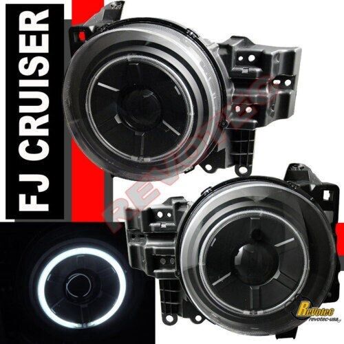 Black G3 Halo Angel Eye Projector Headlights For 2007-2014 Toyota FJ Cruiser