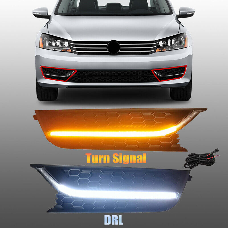 For 2012-2015 13 Volkswagen Passat Updated LED Fog Lights DRL Turn Signal Lamps